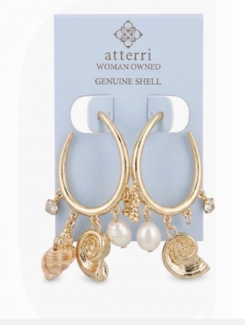 💛▪️Atterri ▪️genuine Shell Gold Hoop  Earrings